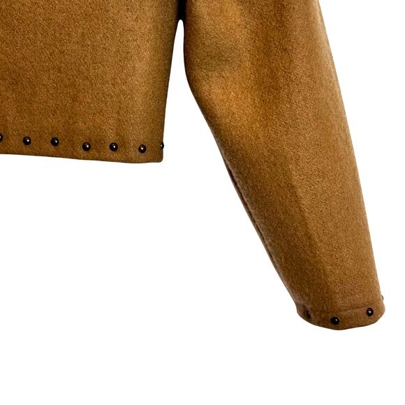 Valencia Wool Western Cowboy Embroidered Jacket Womens L Tan Studded Rodeo Coat - Picture 11 of 16